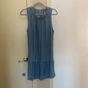 LOFT Sleeveless Chambray Blue Shift Dress